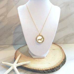 Dachshund Aromatherapy Pendant / Gold Dog Necklace